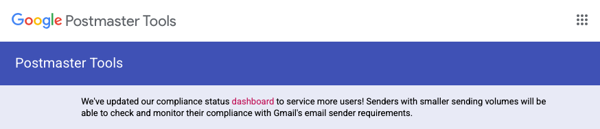 Postmaster Tools landing page